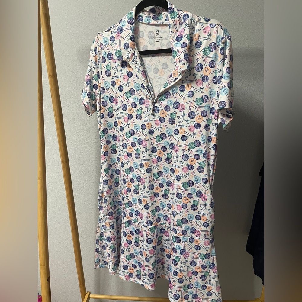 Emerald Vibrant Patterned Polo Dress